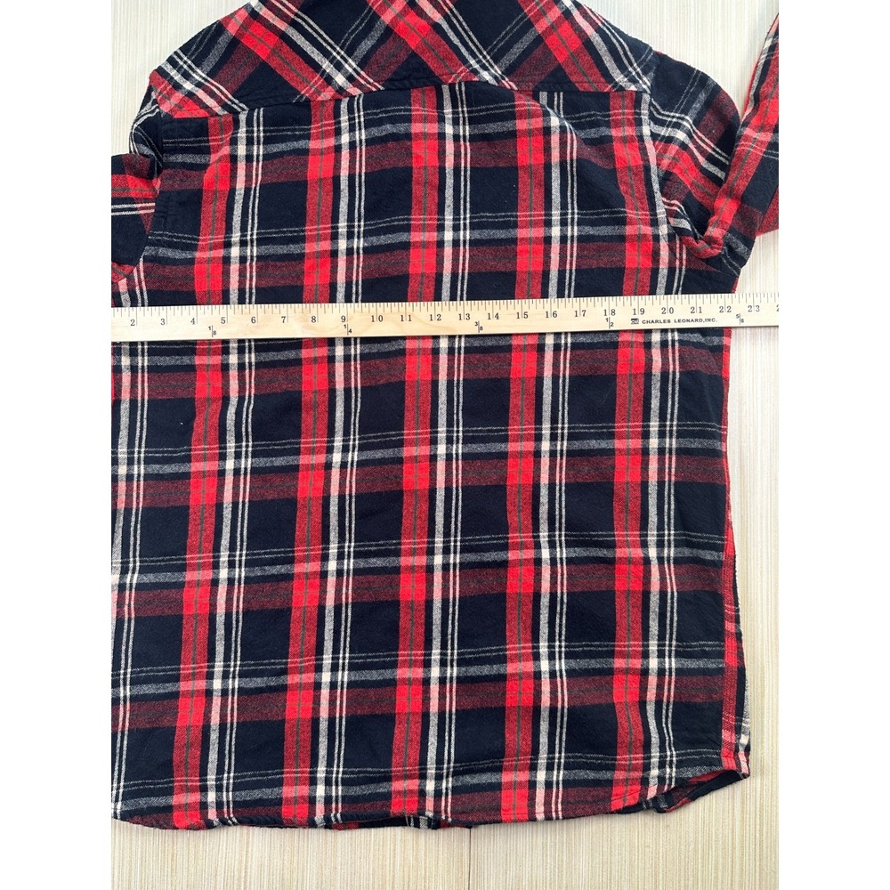 Rocawear Flannel Shirt Mens Large Red Blue Plaid Patch Sleeve Pockets Button-Up - Picture 3 of 4